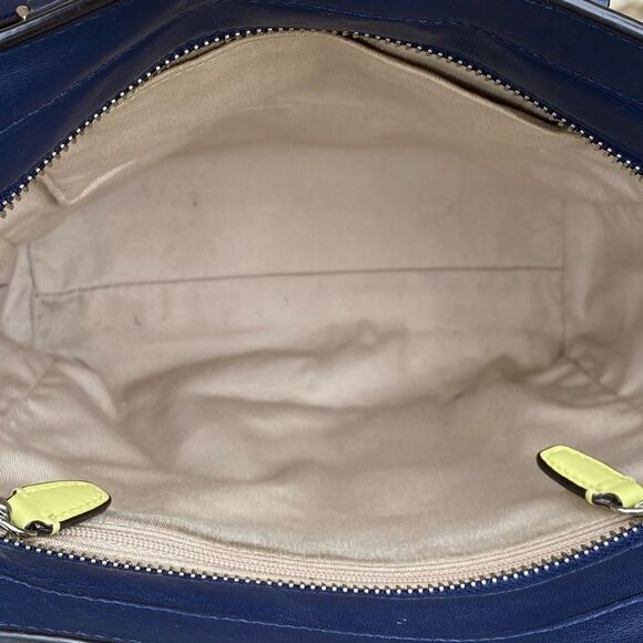 Authentic COACH Two Tone Blue Colorblock Leather Tanner Legacy Tote & Coin Pouch - Picture 12 of 13